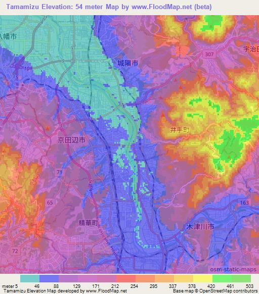 Tamamizu,Japan Elevation Map
