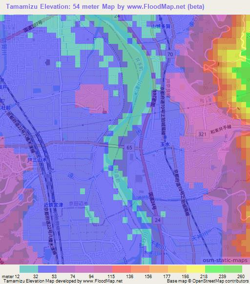 Tamamizu,Japan Elevation Map