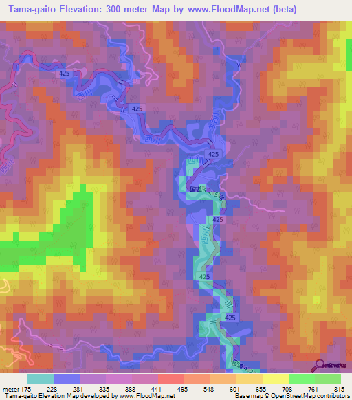 Tama-gaito,Japan Elevation Map