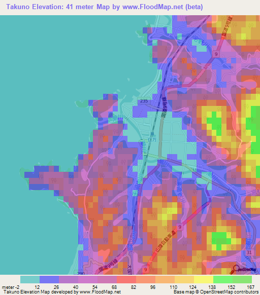 Takuno,Japan Elevation Map