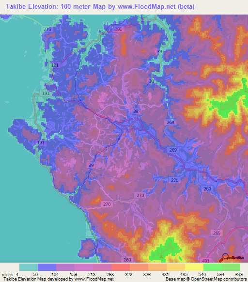 Takibe,Japan Elevation Map