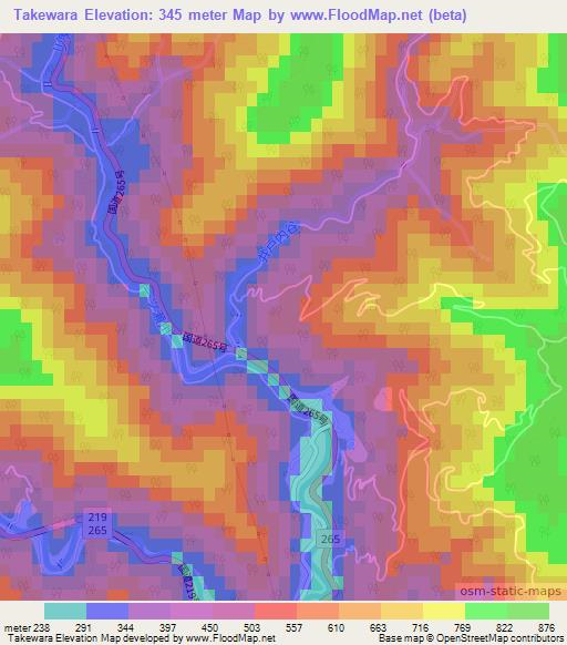 Takewara,Japan Elevation Map