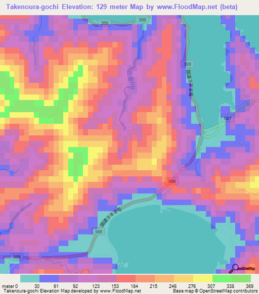 Takenoura-gochi,Japan Elevation Map
