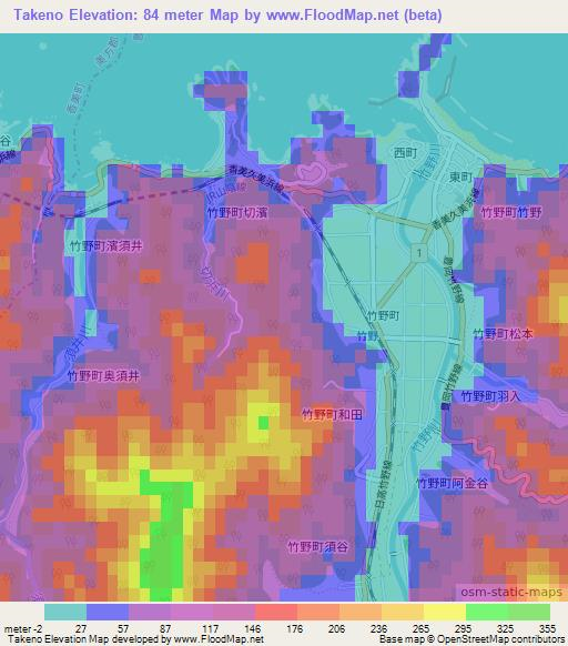 Takeno,Japan Elevation Map