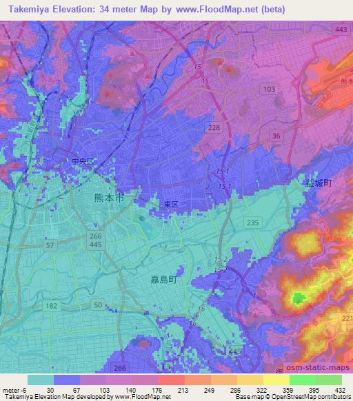 Takemiya,Japan Elevation Map