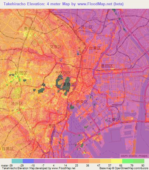 Takehiracho,Japan Elevation Map