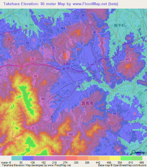 Takehara,Japan Elevation Map
