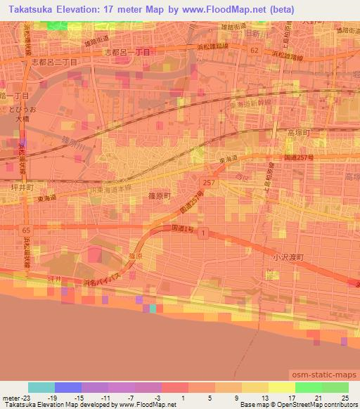 Takatsuka,Japan Elevation Map