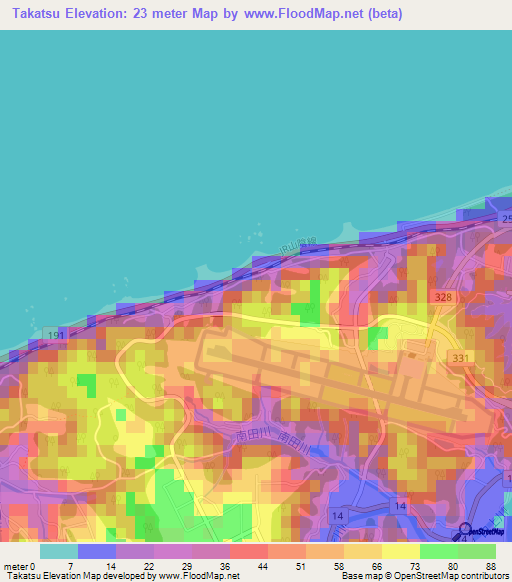 Takatsu,Japan Elevation Map