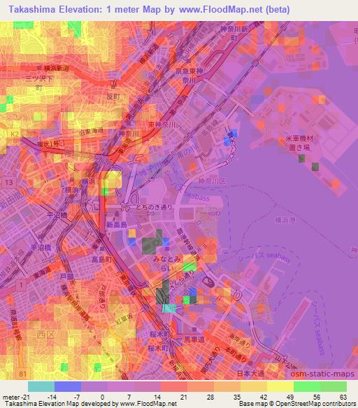 Takashima,Japan Elevation Map