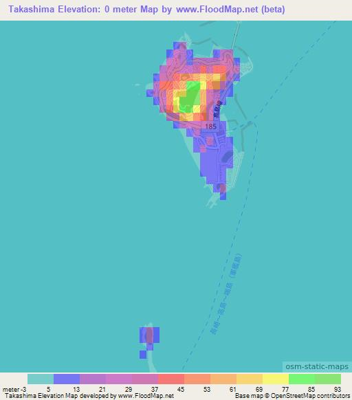 Takashima,Japan Elevation Map