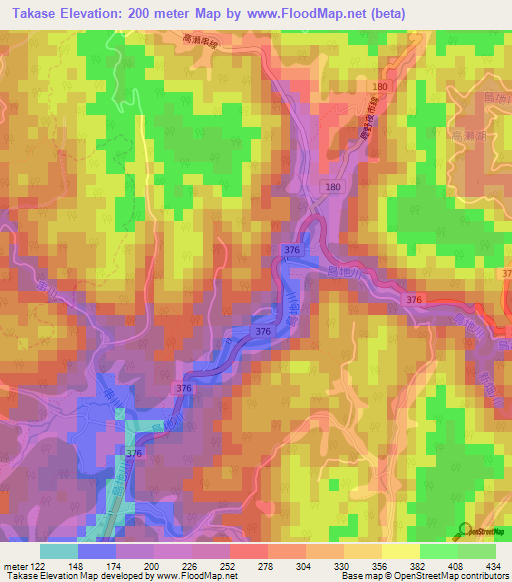 Takase,Japan Elevation Map