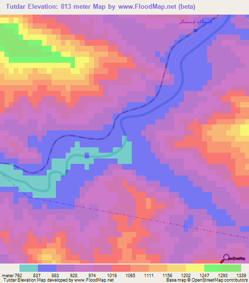Tutdar,Iran Elevation Map