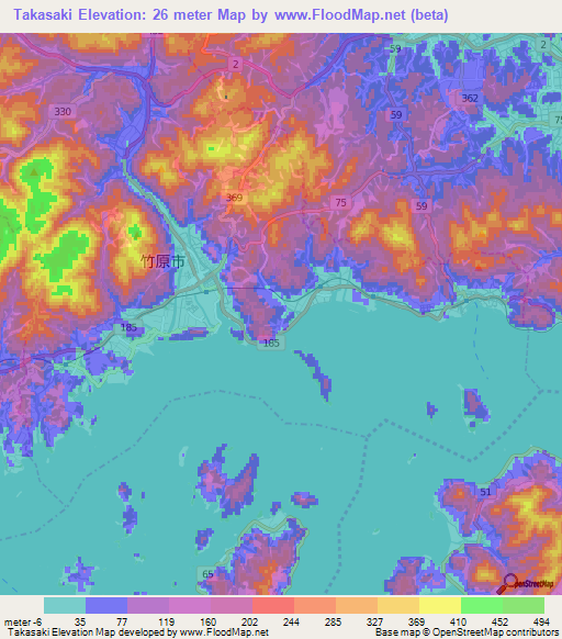 Takasaki,Japan Elevation Map
