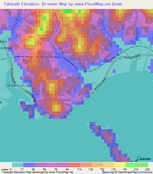 Takasaki,Japan Elevation Map