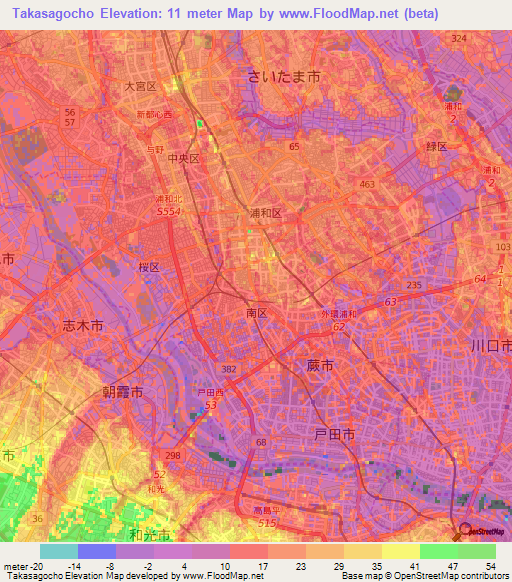 Takasagocho,Japan Elevation Map