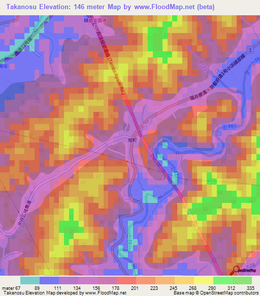 Takanosu,Japan Elevation Map