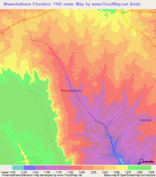 Mwambathana,Kenya Elevation Map