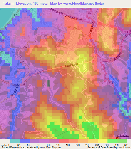 Takami,Japan Elevation Map