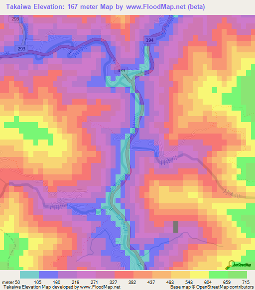 Takaiwa,Japan Elevation Map
