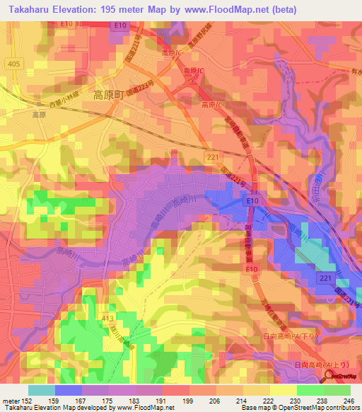 Takaharu,Japan Elevation Map