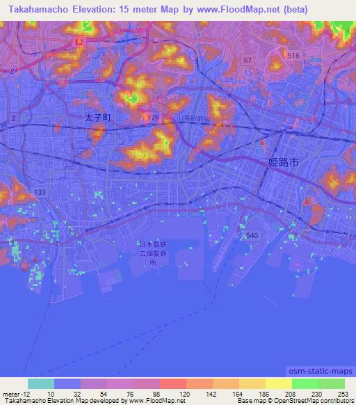 Takahamacho,Japan Elevation Map