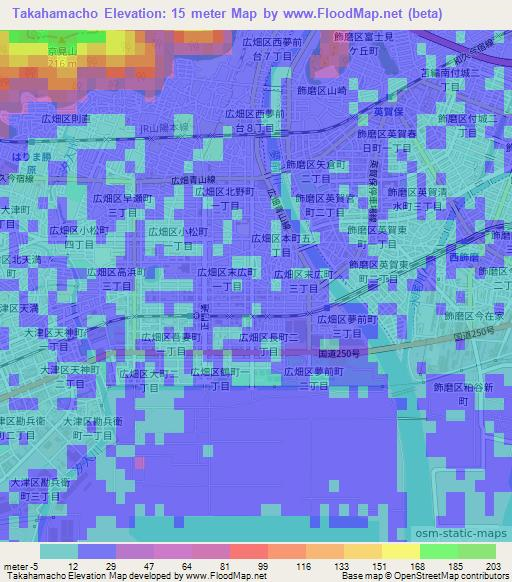 Takahamacho,Japan Elevation Map