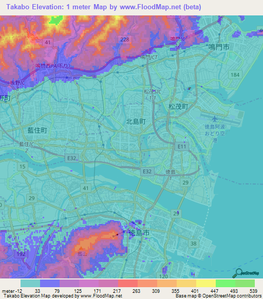 Takabo,Japan Elevation Map