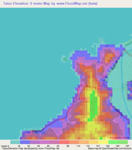 Taiza,Japan Elevation Map