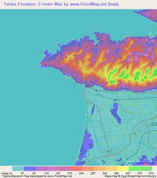Taisha,Japan Elevation Map