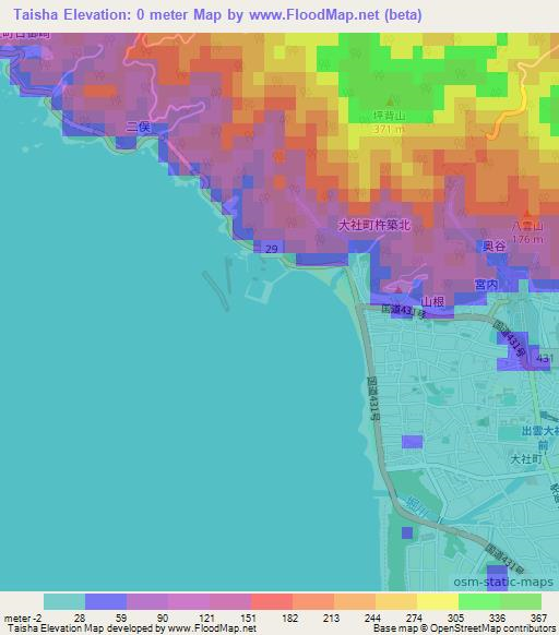 Taisha,Japan Elevation Map