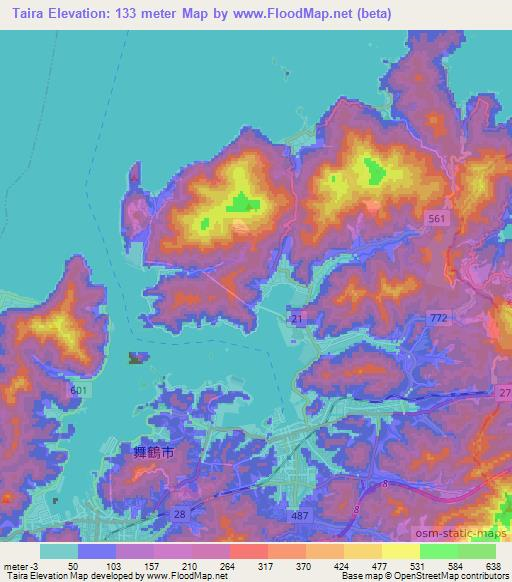 Taira,Japan Elevation Map