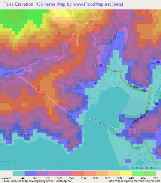 Taira,Japan Elevation Map