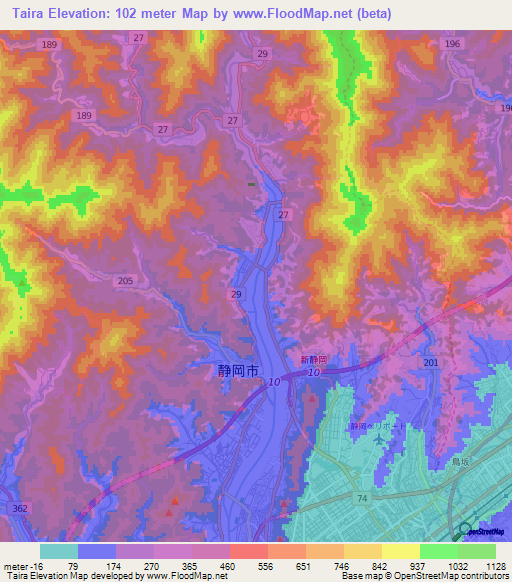Taira,Japan Elevation Map