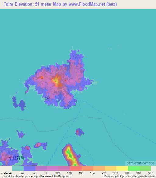 Taira,Japan Elevation Map
