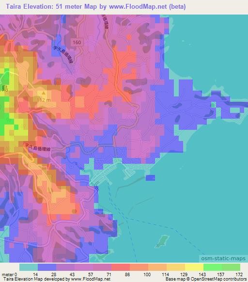 Taira,Japan Elevation Map