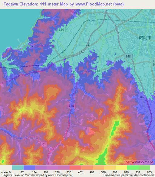 Tagawa,Japan Elevation Map