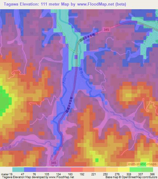 Tagawa,Japan Elevation Map