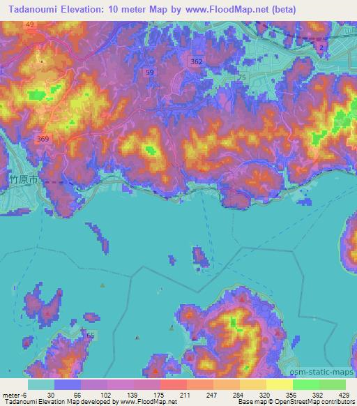 Tadanoumi,Japan Elevation Map