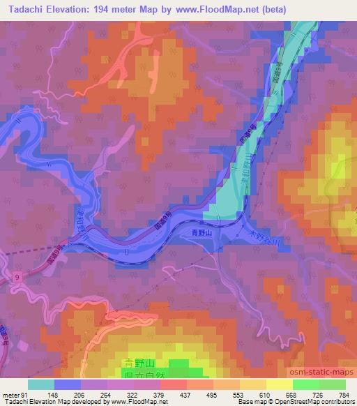 Tadachi,Japan Elevation Map