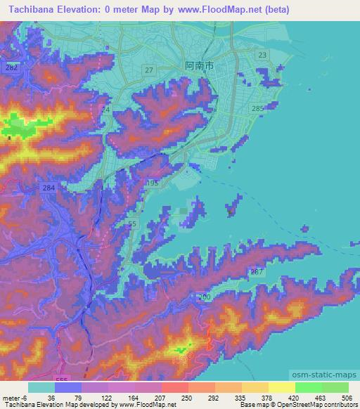 Tachibana,Japan Elevation Map