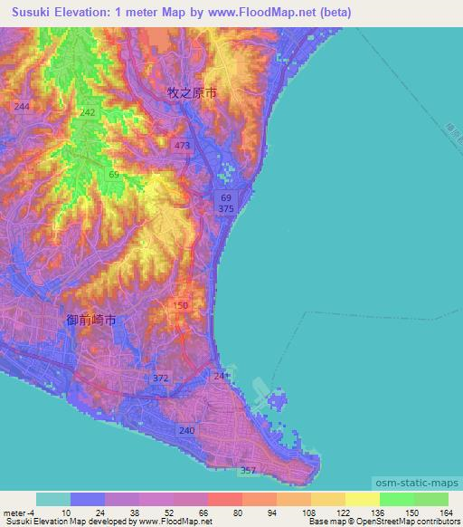 Susuki,Japan Elevation Map