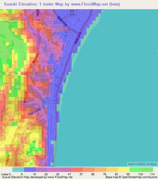 Susuki,Japan Elevation Map