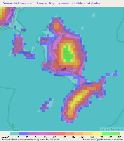 Sunosaki,Japan Elevation Map