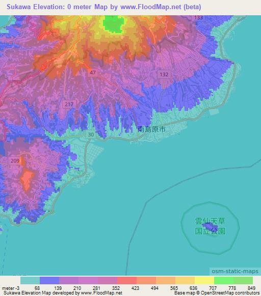 Sukawa,Japan Elevation Map