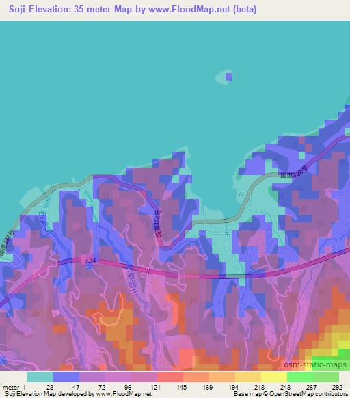 Suji,Japan Elevation Map