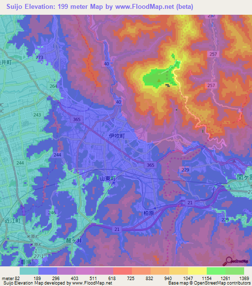 Suijo,Japan Elevation Map