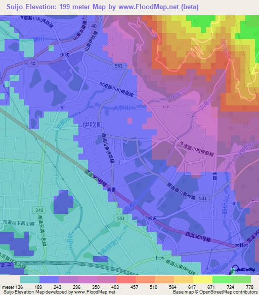Suijo,Japan Elevation Map