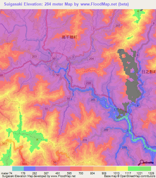 Suigasaki,Japan Elevation Map