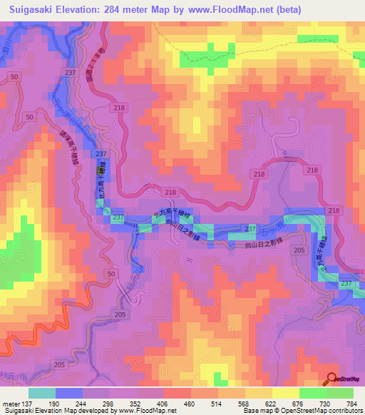 Suigasaki,Japan Elevation Map
